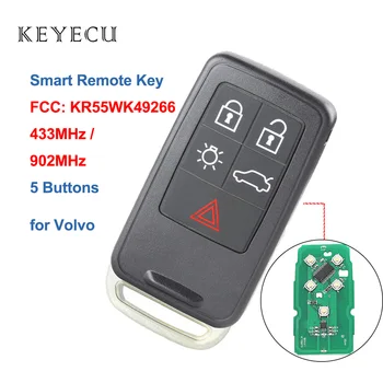 Keyecu KR55WK49266 5 Düğmeler Akıllı Uzaktan Anahtar Fob 433 MHz / 902 MHz Volvo XC60 S60 S60L V40 V60 S80 XC70 2015 2016 2017