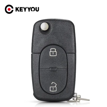 KEYYOU Audi A2 A3 A4 A6 Eski Modeller CR1620 / CR1616 2 Düğme Çevirme Katlanır uzaktan anahtar kovanı