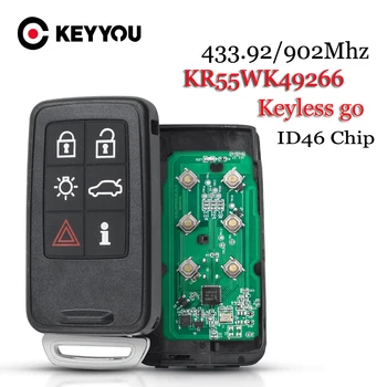 KEYYOU VOLVO 6 Düğme İçin KR55WK49266 902MHz Uzaktan Araba Anahtarı VOLVO S60 S80 V40 V60 V70 XC60 XC70 2007-2016 Otomatik Anahtarsız Akıllı