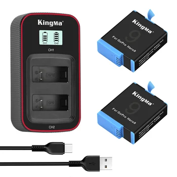 KingMa GoPro 10 Pil ve USB LCD çifte şarj makinesi Kiti İçin GoPro 10 Hero 9 Siyah Eylem go pro kamera 9 pil şarj cihazı