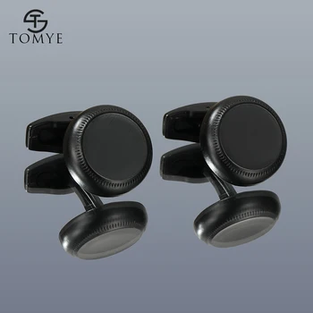 Kol düğmeleri Erkek TOMYE XK20S060 Yüksek Kalite Moda Yuvarlak Siyah Metal Düğmeler Resmi Elbise Gömlek Kol Düğmeleri Düğün Hediyeleri için