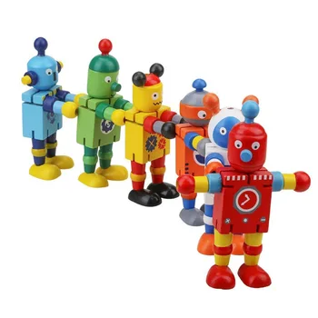 Komik Ahşap Deformasyon Robot Çocuk Hediye Yaratıcı yapı blok oyuncaklar Aksiyon Figürü Eğitim Modelleri Oyuncaklar Çocuklar İçin Hediye