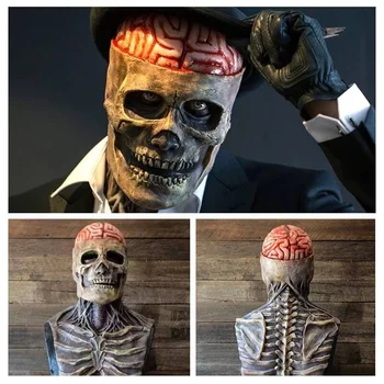 Korkunç Kanlı Ölü Zombi baş maskesi Lateks Ürpertici Cadılar Bayramı Kostüm Kafatası Maskesi Parti Cosplay Korku Kanlı Sahne Yetişkin Kostüm