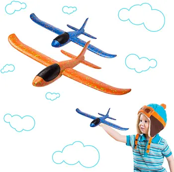 Köpük Uçak Oyuncak Kabarcık Uçaklar Manuel Atma Eğlenceli Zorlu Mavi ve Turuncu Rastgele Bir Açık Spor Modeli
