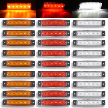 Kırmızı Sarı beyaz mavi green12 / 24V 6 SMD LED Oto Araba Otobüs Kamyon Kamyon Yan İşaretleyici LED far İşık Arka Yan Lamba