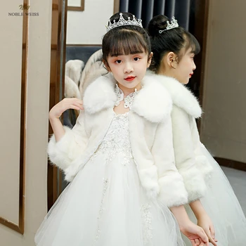 Kız Düğün Kürk Şal Kış Sıcak Çocuk Yeni Stil Balo Parti Tutmak sıcak tutan kaban Çocuklar Şal Kollu