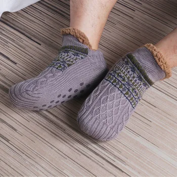 Kış Kar Çorap Erkekler Kalınlaşmak Sıcak Ev Yatak Odası Çorap Terlik Adam Kaymaz ayak ısıtıcı Halı örme Çorap Calcetines Hombre
