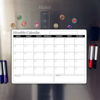 Manyetik Aylık Haftalık Planlayıcısı Takvim Kuru silinebilir beyaz tahta buzdolabı mıknatısı Mesaj Panosu Menü