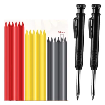 Marangoz Kalemler 2.8 mm Yedekler Uzun Burunlu Derin Delik Ucu Kaynak Mekanik İşaretleyici Dahili Kalemtıraş Ahşap Çizim