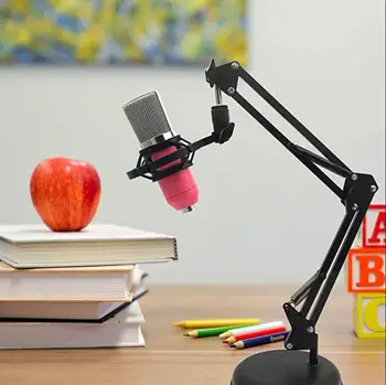 Masaüstü Mikrofon Standı, Ayarlanabilir Mikrofon Süspansiyon Boom Makas Kol Standı Mikrofon Şok Dağı ile hafif Mikrofon