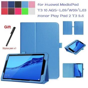 MediaPad T3 10 Litchi Tahıl PU Deri Standı Kapak Kılıfı İçin Huawei MediaPad T3 10 AGS-L09 AGS-L03 9.6 
