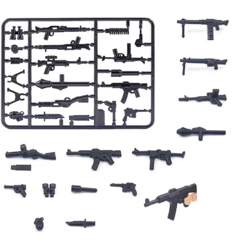 MOC Sahne Makineli Tüfek Tüfek Saldırı Minifigurine Tuğla Min Aksiyon Figürleri Yapı Taşları Bebek Oyuncak Çocuk hediyeleri