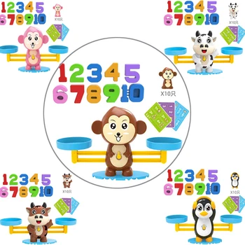 Montessori Matematik Oyuncak Akıllı Maymun Denge Ölçeği Çocuk Oyuncak Dijital Sayı Kurulu Oyunu Eğitici öğretici oyuncaklar Öğretim Materyali