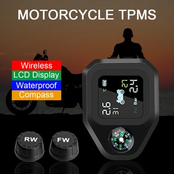 Motosiklet TPMS Lastik Sıcaklık Alarmı lcd ekran USB Şarj Motor Lastik Basıncı İzleme Sistemi