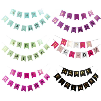 Mutlu Doğum Günü Çelenk Bebek Duş Çocuk Doğum Günü dekorasyon kağıdı Asılı Kiraz Kuşu Afiş Dize Flama Bayrakları Parti Malzemeleri