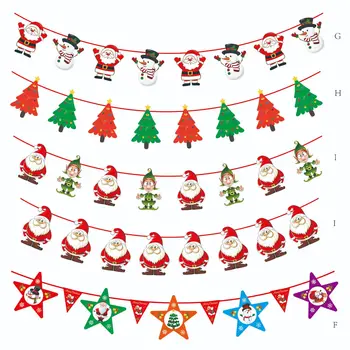 Noel Bayrağı Dekorasyon Malzemeleri Noel Mekan Düzeni Noel Kardan Adam Yaşlı Adam Kağıt Bayrak Bayrak Kiraz Kuşu çiçek dekorasyonu