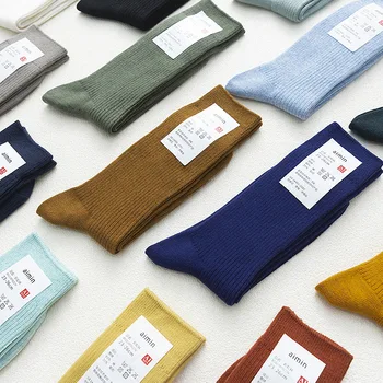 Novedades %2022 Pamuklu erkek çorapları Japon Moda Harajuku Retro Erkek Sokken Şerit Düz Renk Ayak Bileği Çorap Uzun Çorap Tüp Sox