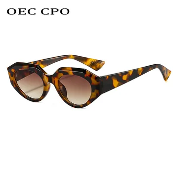 OEC CPO Moda Punk Oval Güneş Kadınlar Vintage Kedi Göz Güneş Gözlüğü Erkekler Steampunk Leopar Turuncu Gözlük UV400 Gözlük O771