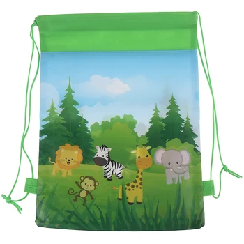 Orman Tema Parti Hediyeler Çanta Şeker Çanta Yeşil Safari Hayvanlar Ambalaj dokunmamış Sırt Çantası Çocuk Parti Süslemeleri 34X27 cm