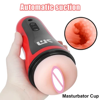 Otomatik Erkekler İçin Sahte Kedi Seks Oyuncakları Yetişkin Ürünleri Titreşim Emme mastürbasyon kupası 3D Gerçekçi Vajina Erkek Masturbator