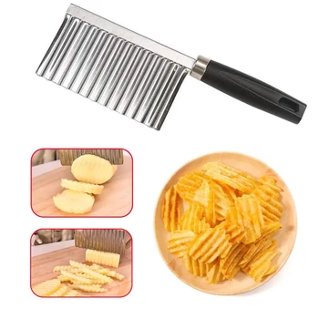 Paslanmaz Çelik Patates Dalgalı Kenarlı Bıçak Yaratıcılık Sebze Kesme Aleti Patates Kırışık Kesici Bıçak Dilimleme Soyucu Mutfak Aracı