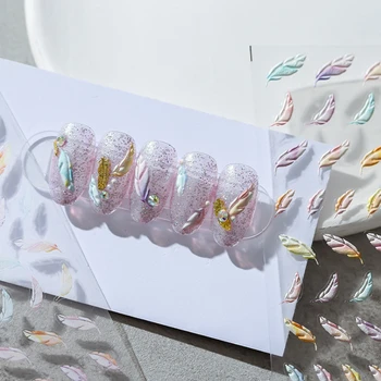 Pastel Tüyler 5D Yumuşak Kabartmalı Kabartmalar Kendinden Yapışkanlı Tırnak Sanat Çıkartmalar 3D Tırnak Süslemeleri Çıkartmaları Toptan Dropshipping