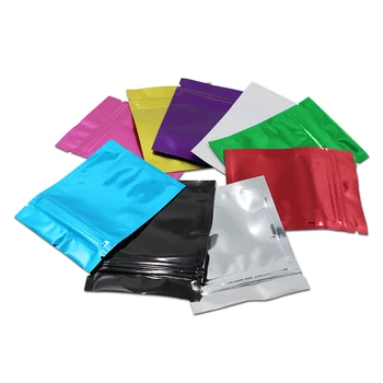 Perakende 100 Adet / grup 12 Renkli Zip Kilit Alüminyum Folyo Gıda Ambalaj Çanta Aperatif Torbalar Mylar Düz Kendinden Mühür Kilitli paket torbaları