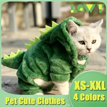 Pet Köpek Kedi Giysileri Sevimli Komik Dinozor Kostümleri Ceket Kış Sıcak Polar Giyim Küçük Köpekler için Yavru Hoodie Yavru Köpek Giydirin