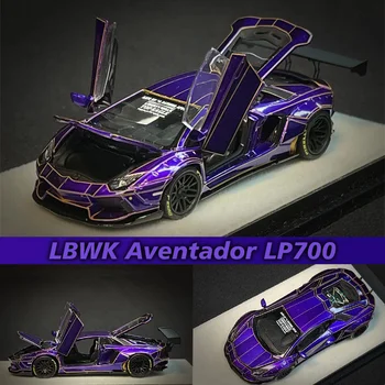 PGM 1: 64 LBWK Aventador LP700 Tam Açılış Kapı Modeli Crackle Mor Alaşım Diorama Koleksiyonu Minyatür Araba Modelleri Carros