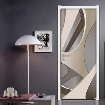 PVC Kendinden yapışkanlı Kapı Sticker 3D Geometrik Duvar Kağıdı Duvar Çıkartmaları Oturma Odası Yatak Odası Ev Dekorasyon Kapı Duvar Papel De Parede