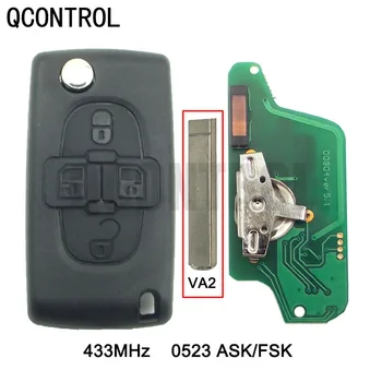 QCONTROL Araba Uzaktan Anahtar 433 MHz için Uygun Citroen C8 oto anahtar (CE0523 ASK / FSK) 4 Düğmeler VA2 Bıçak