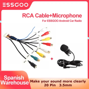 RCA Kablosu ESSGOO Android Araba Radyo Bağlamak için Mikrofon Subwoofer Teller 3.5 mm Mikrofon Çıkışı Subwoofer Kiti