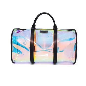 Renkli Parlak Seyahat Çantası Şeffaf PVC spor çantaları İş Gezisi Bagaj Çantası tek omuz çantası Lazer yüzme kiti X427A