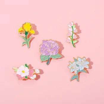 Renkli Çiçek Emaye Pin Bitki Zambak Şeftali Çiçeği Broş Yaka Metal Sırt Çantası Şapka Kazak Özel Takı Hediye Arkadaş Toptan