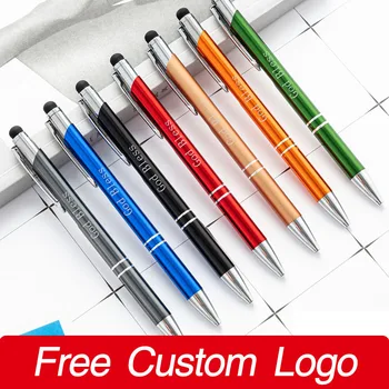 Renkli özel logo Dokunmatik Ekran Metal Tükenmez Kalem El Yazısı Ofis Yazı İmza Kalem Doğum Günü Düğün Hediyesi Kalemler