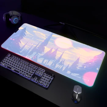 RGB Oyun Mousepad Sevimli Ay Bilgisayar Mousemat LED Büyük Oyun Mousepads XXL Klavye Pedleri Aydınlık sümen Mouse Pad Arkadan Aydınlatmalı