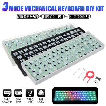 S68 Mekanik Klavye DIY Kiti 3 Bağlantı Modu bluetooth / 2.4 G / Wird Müzik Sync RGB Oyun Klavyesi PC Dizüstü Bilgisayar için