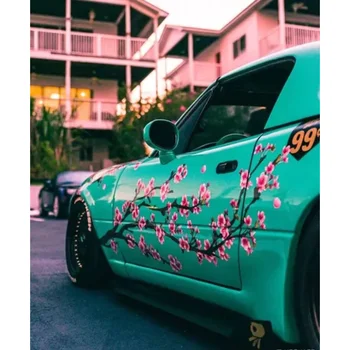 Sakura Kiraz Çiçeği Araba Üniforma, Japon Tema Yan Araba Vinil Üniforma, Evrensel Boyutu, Büyük Araç Grafik, Araba Üniforma,