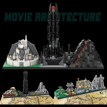 Sihirli Castlesc Şehir Skyline Moc Yapı Taşı Mimari Ünlü Film Tuğla İki Kule Modeli Dönüşü Kral Oyuncaklar