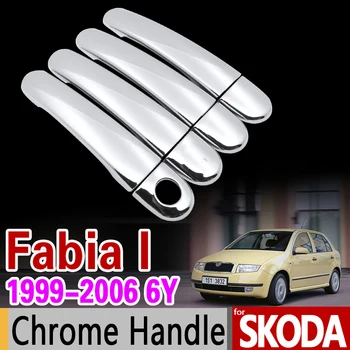 Skoda için 1999-2006 6Y Krom Ele Kapak Döşeme 2000 2001 2002 2003 2004 MK1 Araba Aksesuarları Set Fabia ben Sticker Araba Şekillendirme