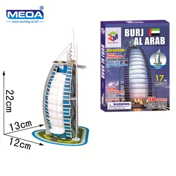 Sıcak satış 3D yap-boz En Burj Al Arab Otel 3D bulmaca Eğitici oyuncaklar üç boyutlu bulmacalar çocuklar ve yetişkin için