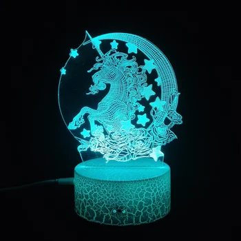 Unicorn gece lambası, 3D Illusion lamba Unicorn ışıkları Çocuk odası için, 16 Renk Uzaktan Kumanda ile Noel Doğum Günü Hediyeleri Kızlar