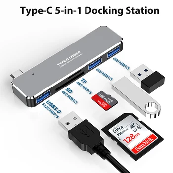 Usb C Hub 3.1 USB 3.0 USB kart okuyucu Yüksek Hızlı Mini 5 İn 1 Tip C Splitter ipad Macbook PC Dizüstü Tablet Aksesuarları