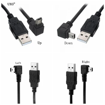 USB Veri Kablosu A Erkek Mini USB B 5Pin Erkek 90 Derece yukarı Aşağı Sol Sağ Açı Adaptörü Şarj senkronizasyon kablosu 0.25 M 1.5 M 3M 5m 8m