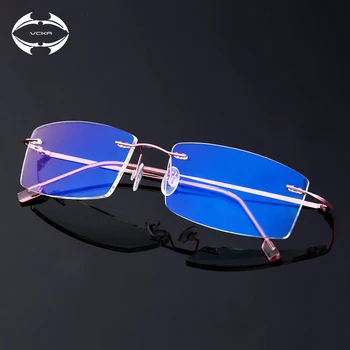 VCKA Çerçevesiz Bilgisayar Gözlük Erkekler Anti-mavi ışık Gözlük Kadın Oyun Gözlük Metal Çerçeve Anti UV Optik Kat Gözlük