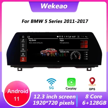 Wekeao 1 Din Android 11 Autoradio 12.3 İnç BMW 5 2011 -2017 Serisi İçin Araba Radyo Bluetooth İle Carplay Multimedya Video Oynatıcı