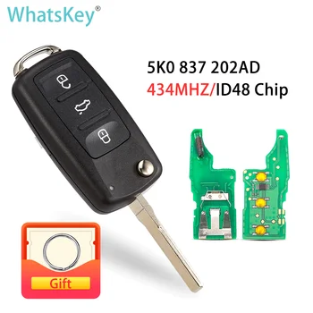 WhatsKey 3 Düğmeler VW 5K0837202AD Araba Uzaktan Anahtar İçin Fit Volkswagen Passat Golf Polo Beetle Eos Jetta Tiguan 5K0 837 202 REKLAM