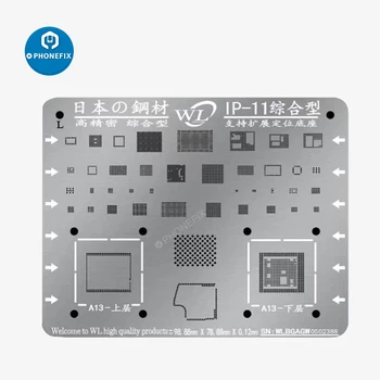 WL BGA Reballing Stencil Kiti iPhone 13 12 11 XSMAX 8 8P 7 7P 6 6S Yüksek Hassasiyetli CPU IC Çip Dikim Teneke Aracı Sac