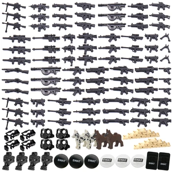 Yaratıcı Askeri Silah Silah Aksesuarları SWAT Asker Figürü Parçaları Yapı Taşları Ordu MOC Tuğla Araya Model Oyuncaklar Hediye İçin
