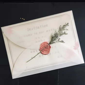 Yarı şeffaf Sülfürik Asit Kağıt Zarflar DIY Kartpostal / Kart Depolama, Düğün Davetiyesi, Hediye Paketleme 10 adet / grup